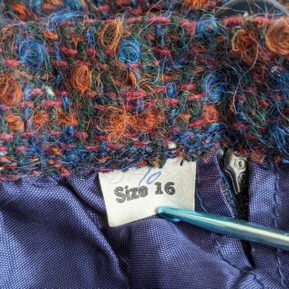 Vintage Curly Wool Classic Skirt Suit Tag 16 Waist 30" Chest 40" Union Label - Picture 9 of 13